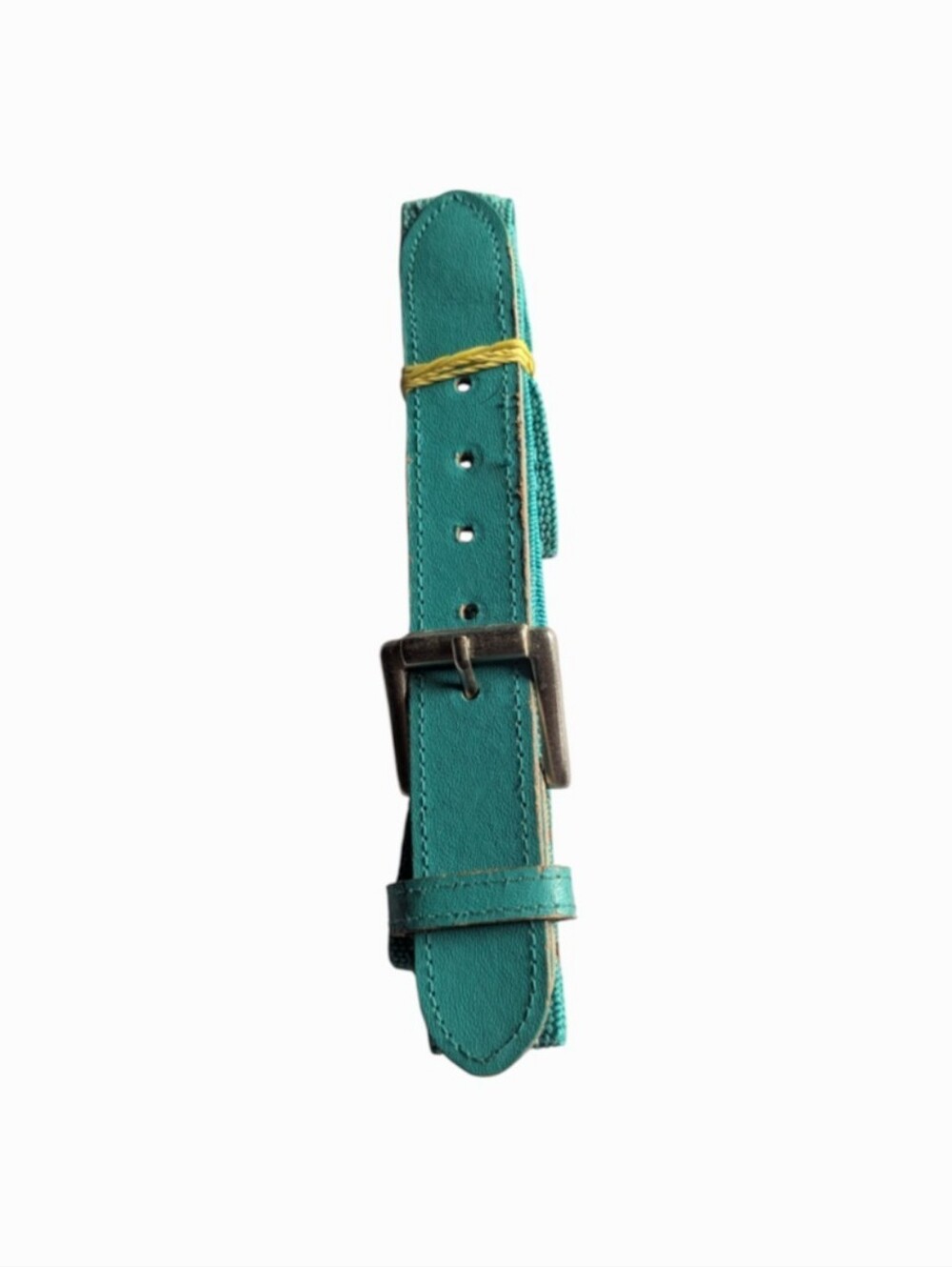Women's Teal Woven Elastic Belt with Metal Buckle